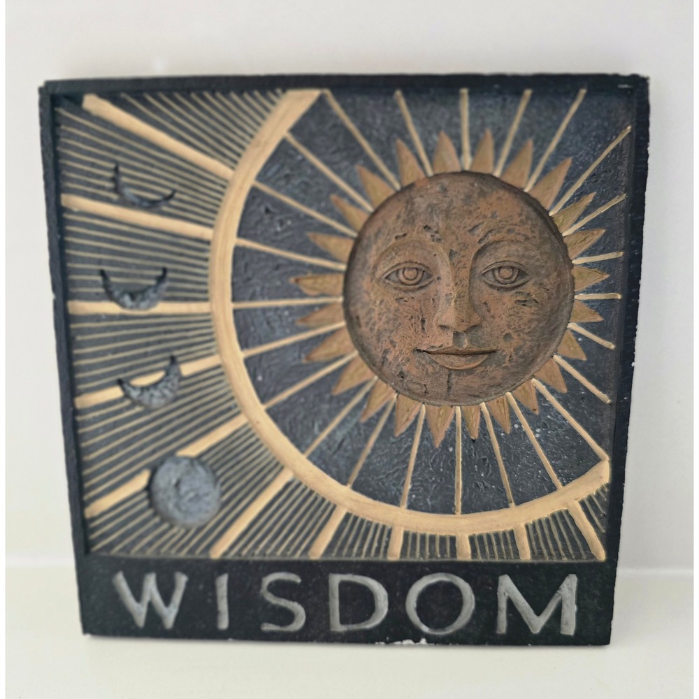The Encore Group Stone Sol Wisdom Plaque Celestial Sun Moon Wall Art SG-1644
